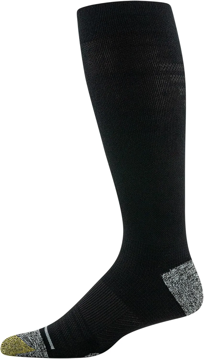GOLDTOE Men's Mild Compression Over The Calf Comfort Socks, 2-Pairs