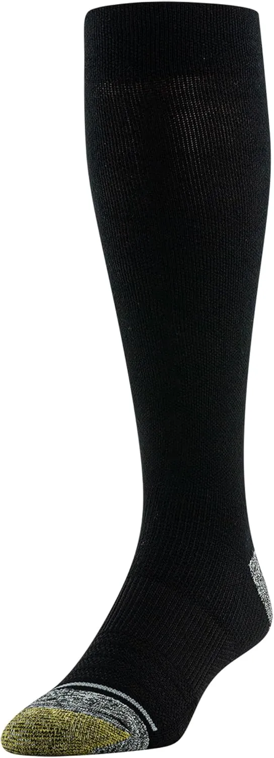 GOLDTOE Men's Mild Compression Over The Calf Comfort Socks, 2-Pairs