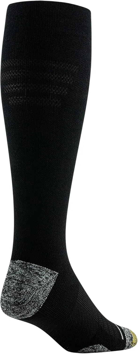 GOLDTOE Men's Mild Compression Over The Calf Comfort Socks, 2-Pairs