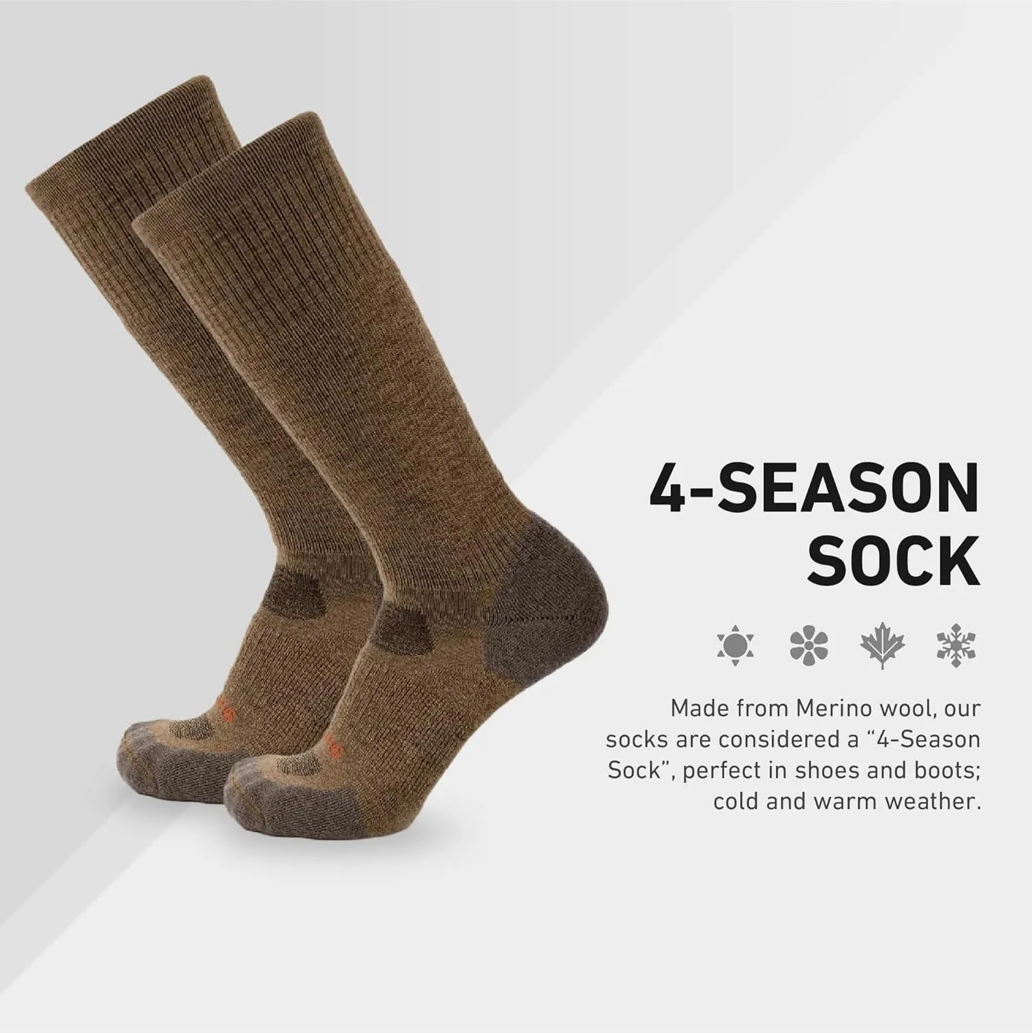GRIP6 Wool Boot Socks - Merino Wool Socks Made in The USA - Lightweight Wool Hiking Socks - Warm Boot Socks for Men and Women