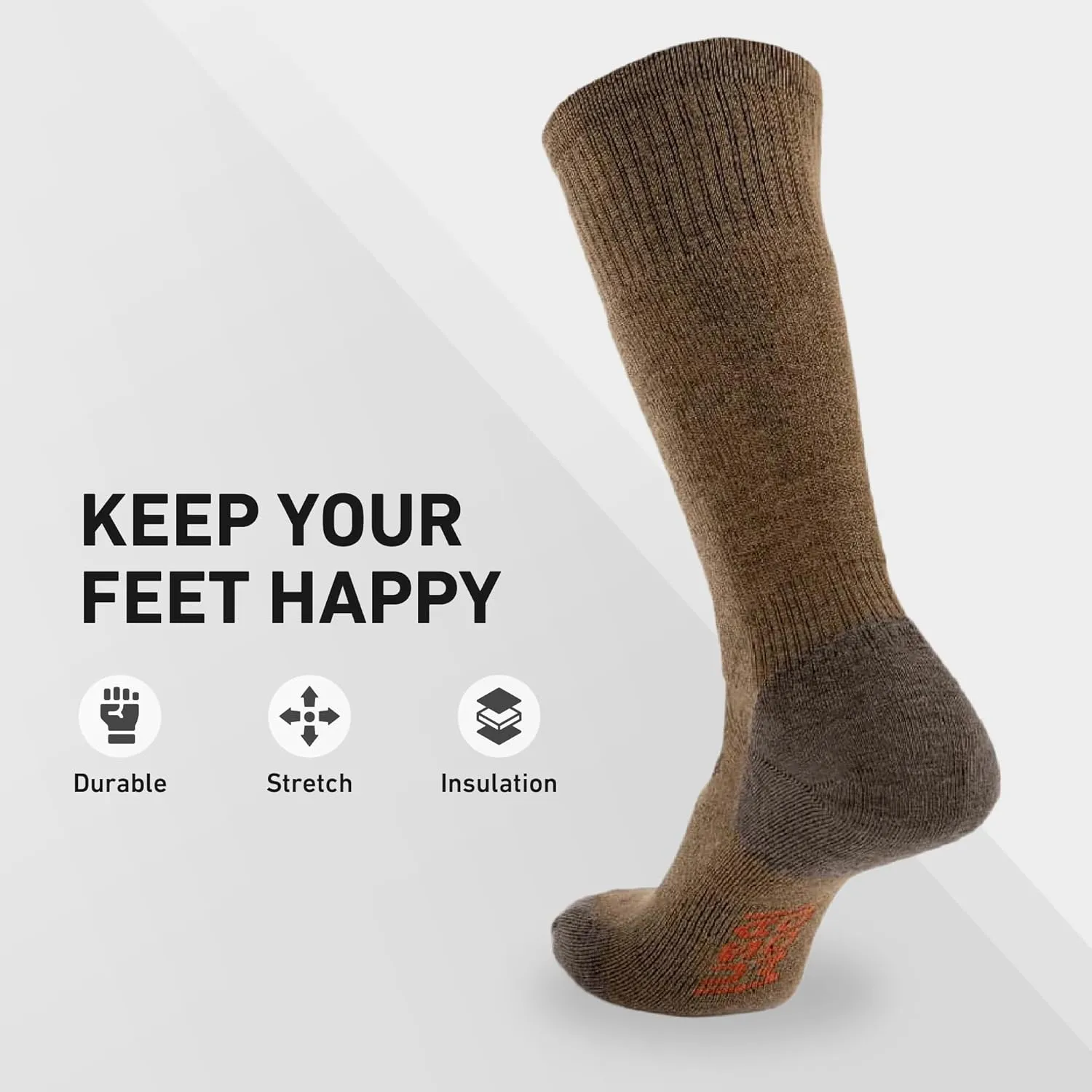 GRIP6 Wool Boot Socks - Merino Wool Socks Made in The USA - Lightweight Wool Hiking Socks - Warm Boot Socks for Men and Women