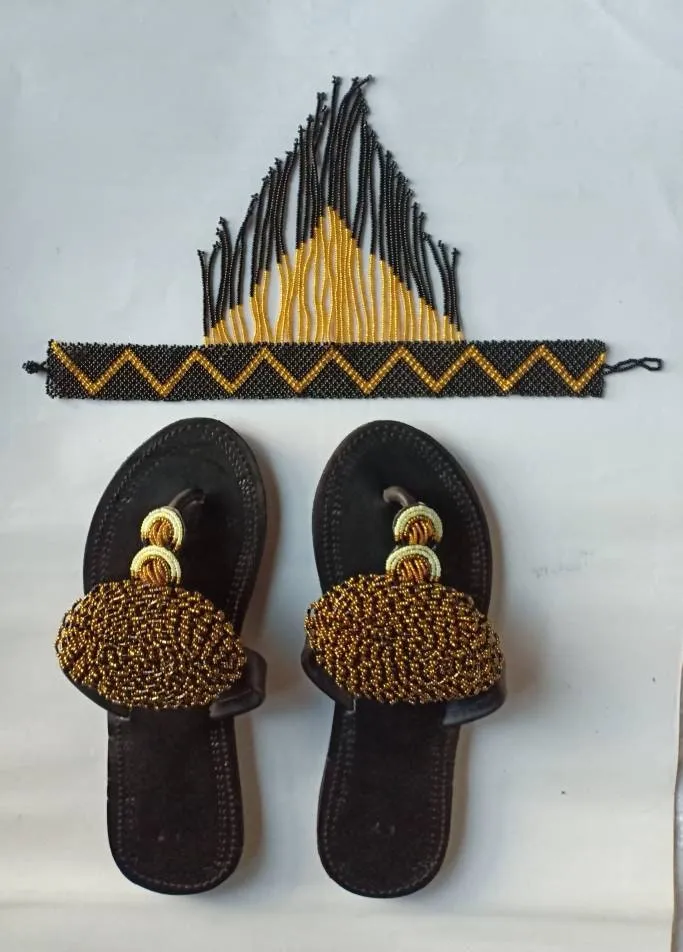 Handmade African Beaded Sandals/Authentic Maasai-Style Leather Flip-Flops Women/Boho Beach Sandals/Comfortable Summer Sandal African Gifts