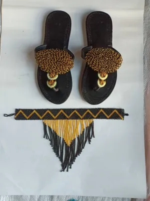 Handmade African Beaded Sandals/Authentic Maasai-Style Leather Flip-Flops Women/Boho Beach Sandals/Comfortable Summer Sandal African Gifts