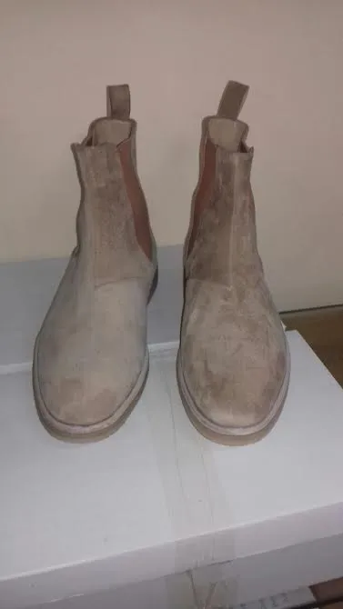 Handmade Beige Suede Ankle Boots for Men with Crepe Sole