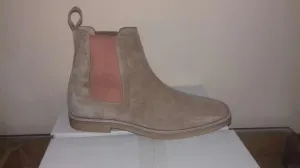 Handmade Beige Suede Ankle Boots for Men with Crepe Sole