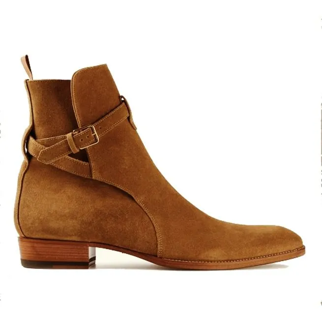 Handmade Tan Suede Leather Jodhpurs Ankle Boots