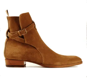 Handmade Tan Suede Leather Jodhpurs Ankle Boots