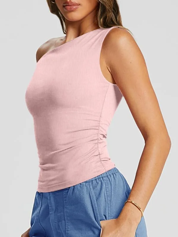 HDLTE Going Out Tops for Women – Trendy Off the Shoulder Tube Corset Y2K Cute Tops One Shoulder Asymmetrical Summer Outfits
