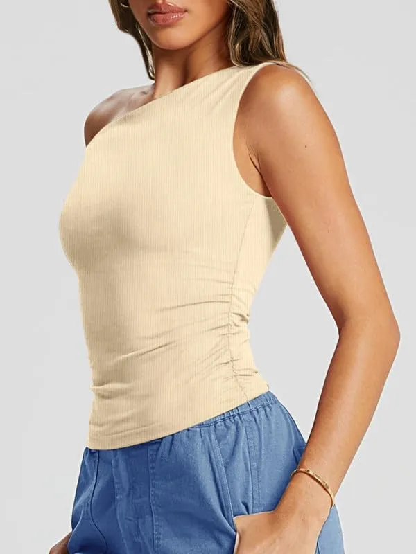 HDLTE Going Out Tops for Women – Trendy Off the Shoulder Tube Corset Y2K Cute Tops One Shoulder Asymmetrical Summer Outfits