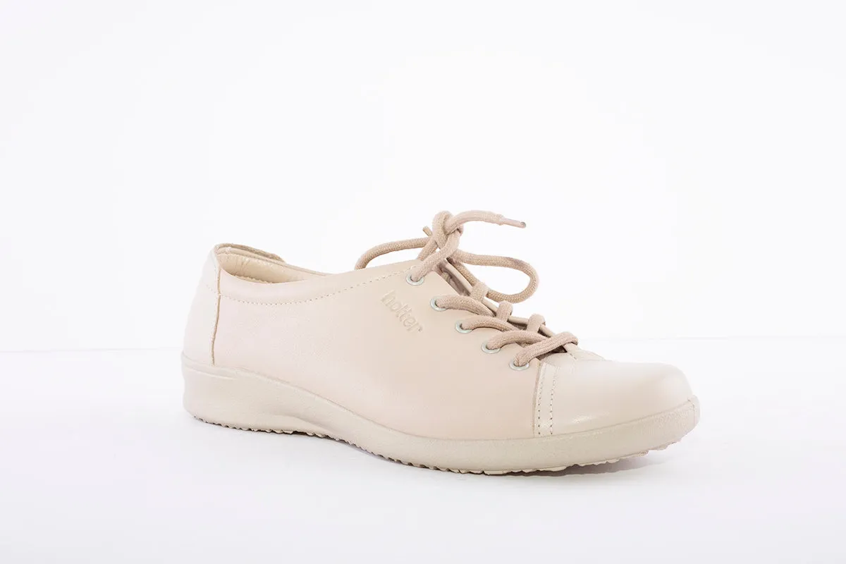 HOTTER - Dew Beige Leather Lace Shoe