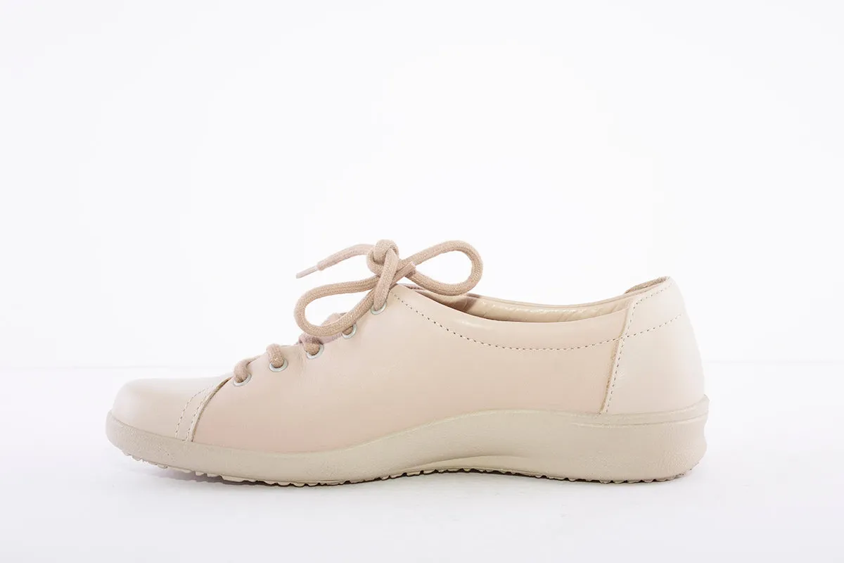 HOTTER - Dew Beige Leather Lace Shoe