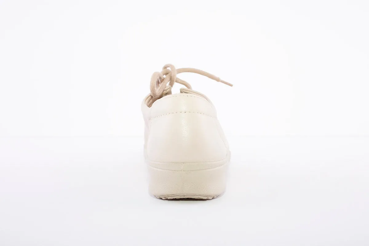 HOTTER - Dew Beige Leather Lace Shoe