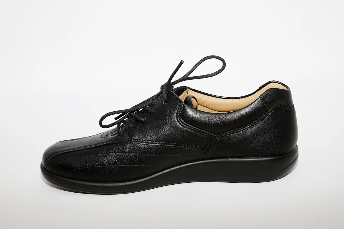 HOTTER - Tone Black Leather Laced Shoe