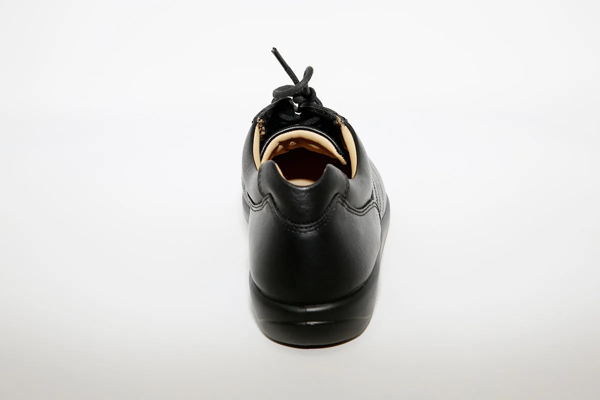 HOTTER - Tone Black Leather Laced Shoe