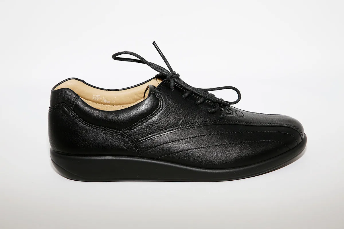 HOTTER - Tone Black Leather Laced Shoe