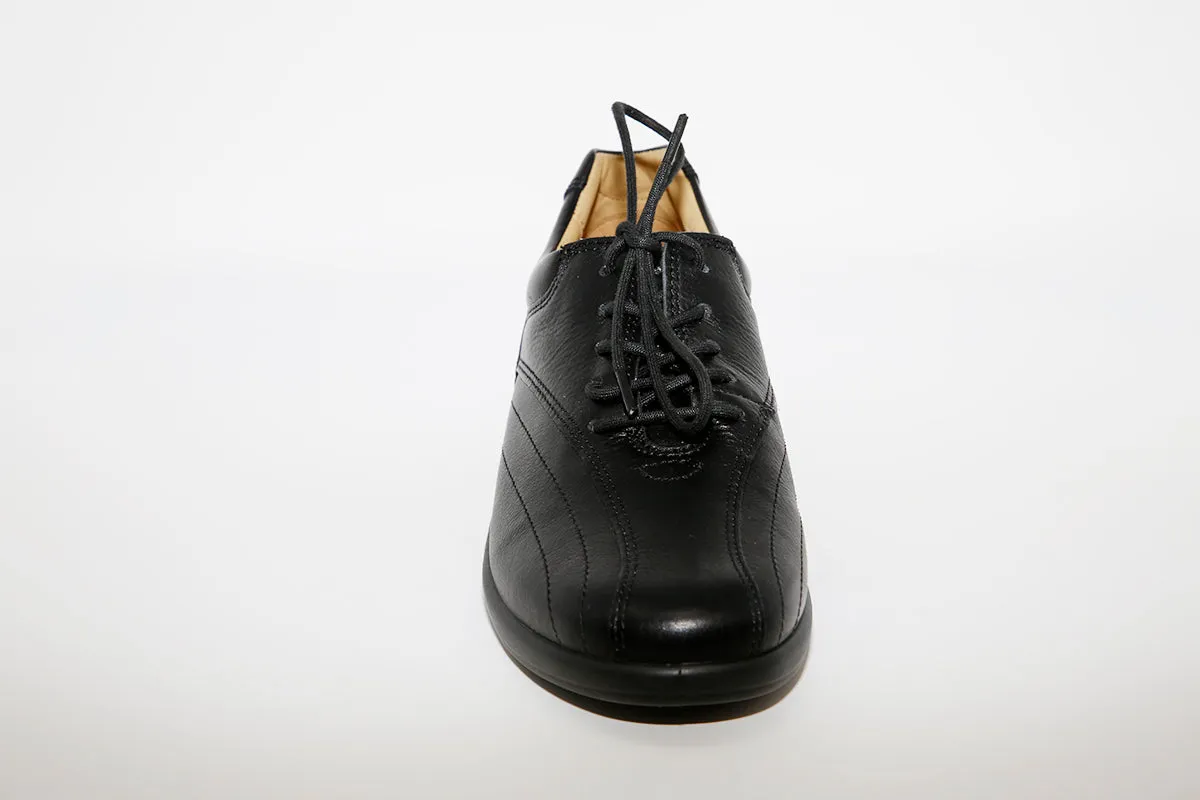 HOTTER - Tone Black Leather Laced Shoe