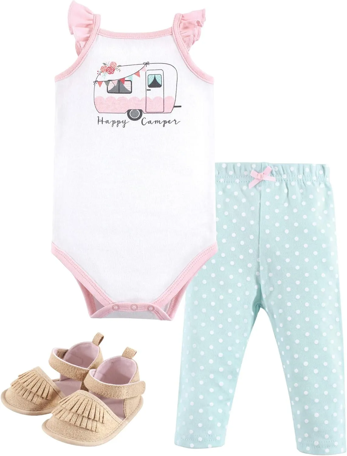 Hudson Baby Baby Cotton Bodysuit, Pant and Shoe Set