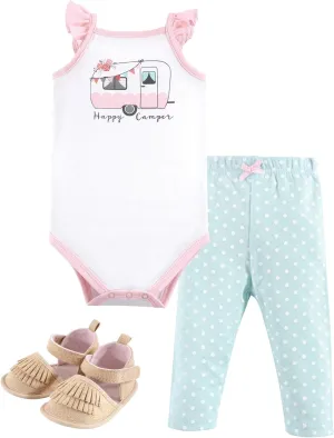 Hudson Baby Baby Cotton Bodysuit, Pant and Shoe Set