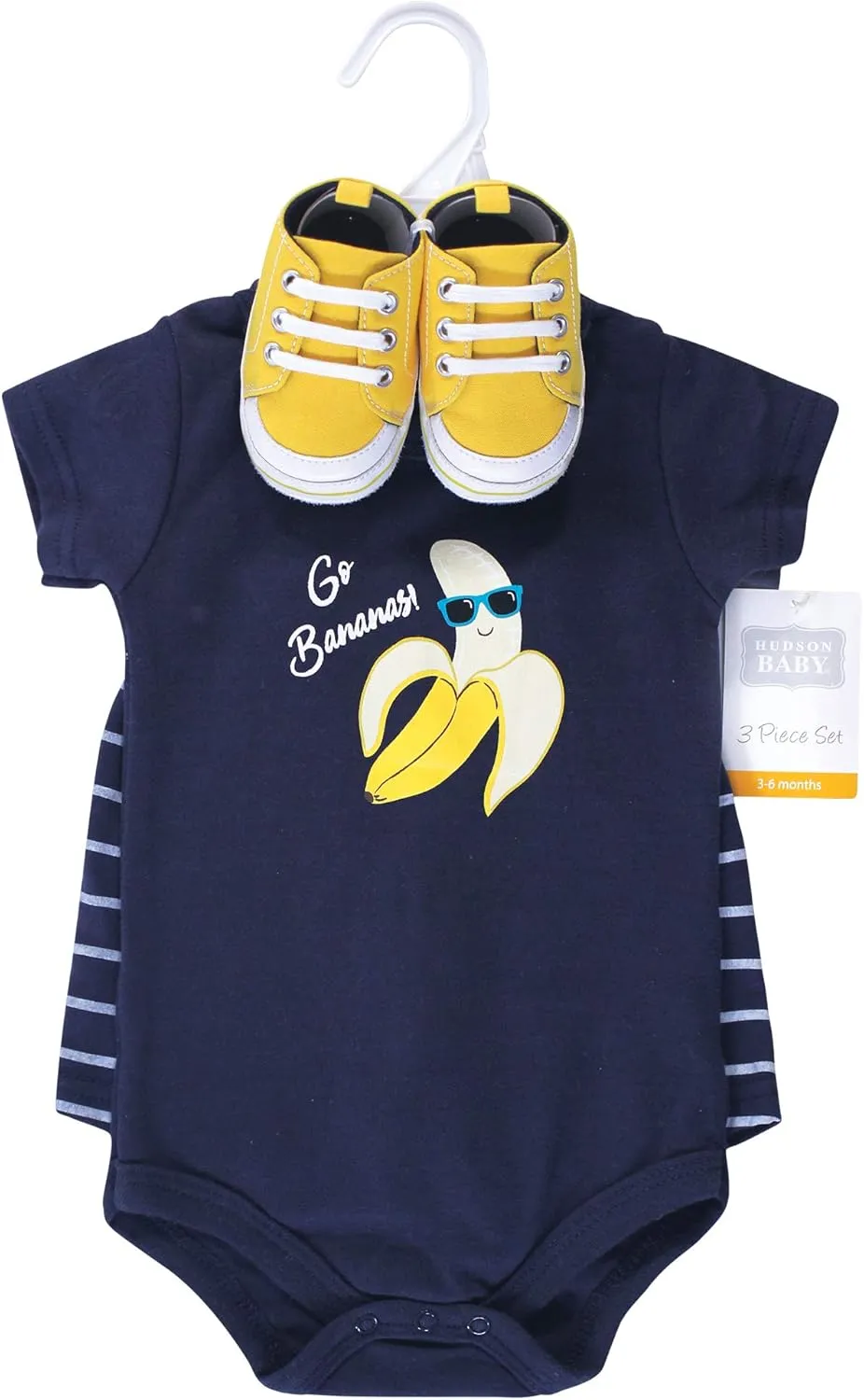Hudson Baby Unisex Baby Cotton Bodysuit, Shorts and Shoe Set