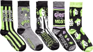 Hyp Beetlejuice The Ghost With The Most Men's Crew Socks 5 Pair Pack