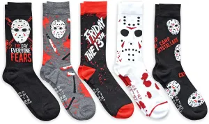 Hyp Friday the 13th Jason The Day Everyone Fears Men's Crew Socks 5 Pair Pack
