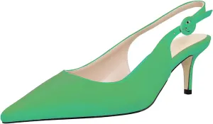 iadore Women Pointed Toe Kitten Heel Slingback Comfort Slip On Dress Pump Shoes