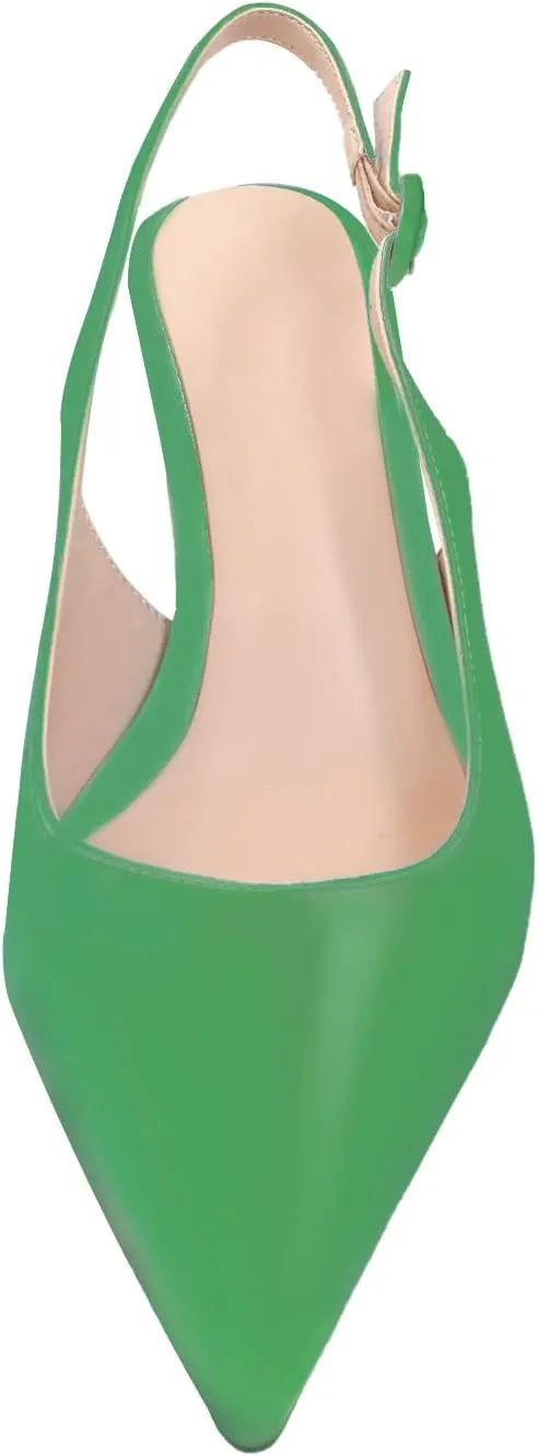 iadore Women Pointed Toe Kitten Heel Slingback Comfort Slip On Dress Pump Shoes