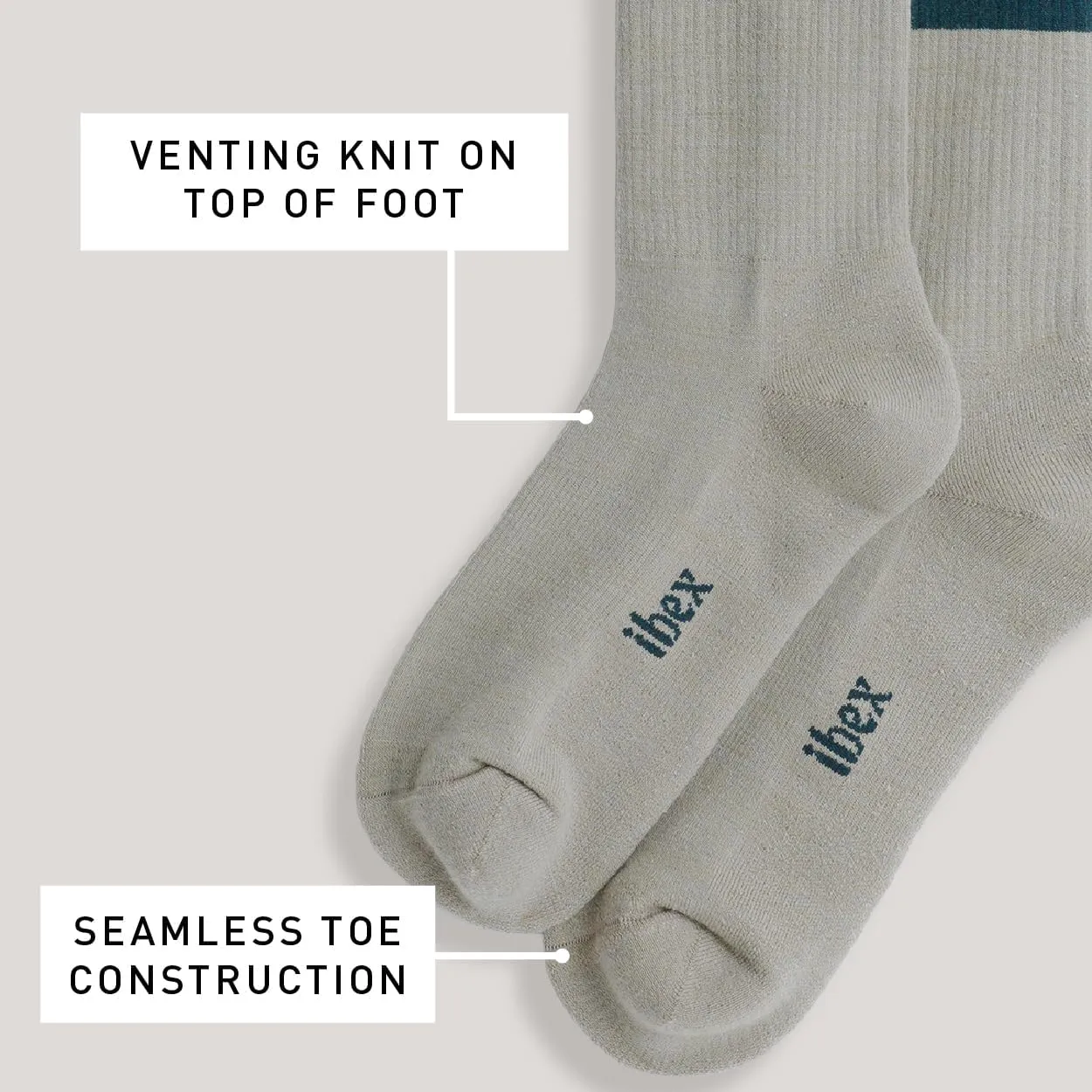 IBEX Merino Wool Traverse Unisex Hiking Socks | Crew Socks with Seamless Toe & Arch Support | Odor-Resistant Trekking Socks
