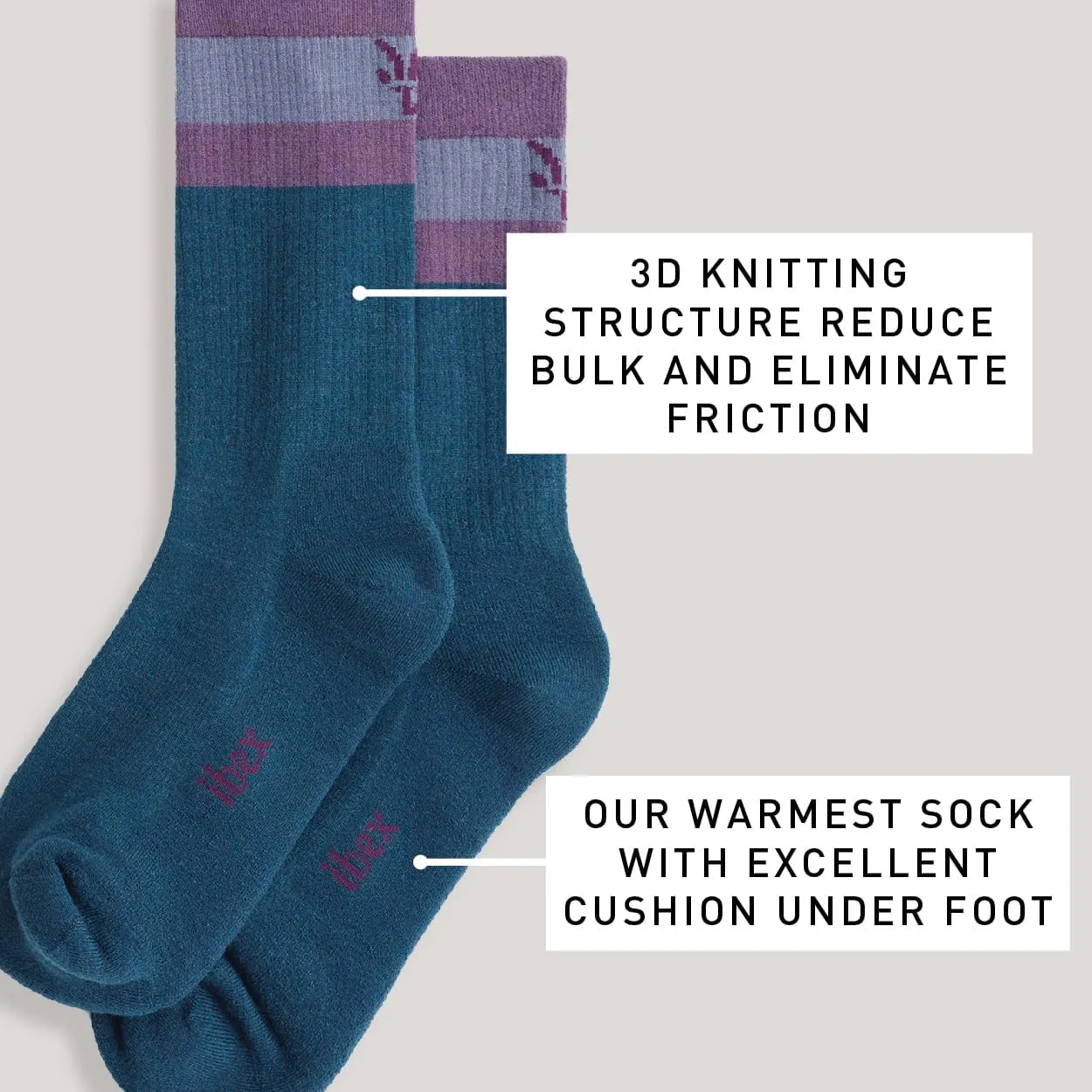 IBEX Merino Wool Traverse Unisex Hiking Socks | Crew Socks with Seamless Toe & Arch Support | Odor-Resistant Trekking Socks