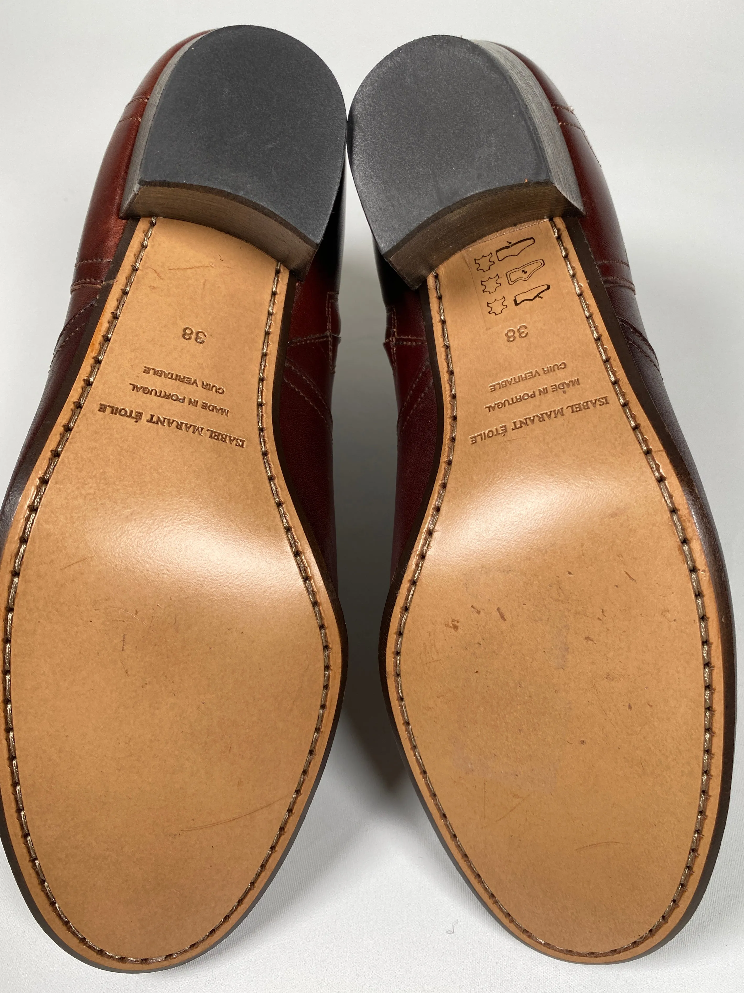 ISABEL MARRANT - DICKER COGNAC LEATHER ANKLE BOOTS - SZ 38 - NEW IN BOX