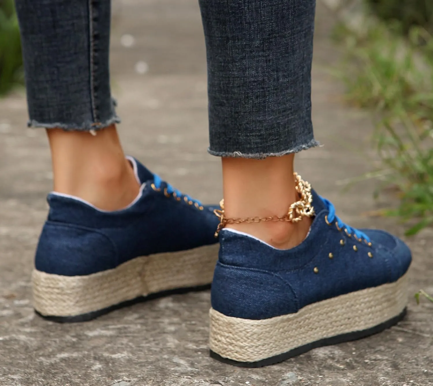 JITUUE Women's Fashion Sneakers Comfortable Casual Hemp Rope Platform Sole Espadrilles Shoes