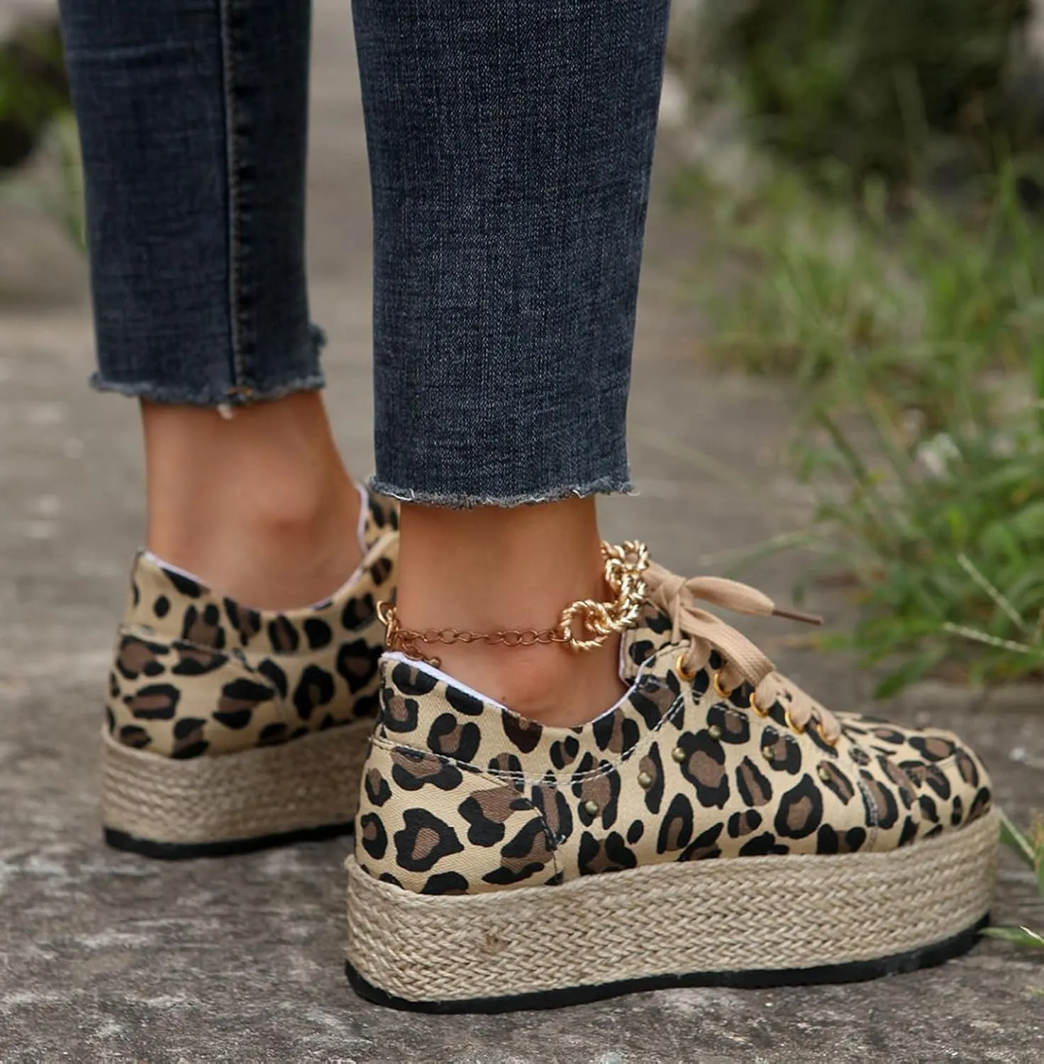 JITUUE Women's Fashion Sneakers Comfortable Casual Hemp Rope Platform Sole Espadrilles Shoes