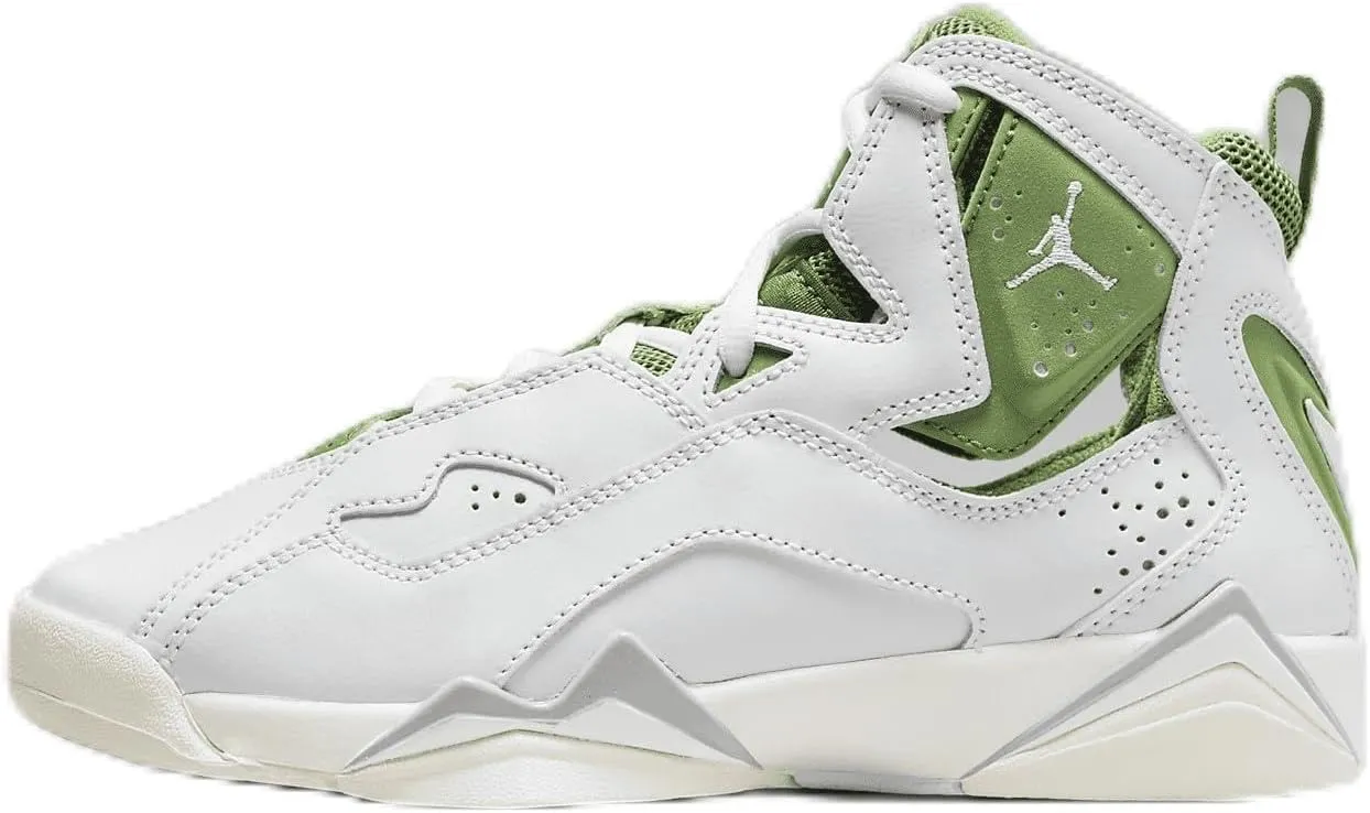 Jordan True Flight Big Kids' Shoes (HF4780-100, White/Sail/Lightning/Chlorophyll) Size 4.5