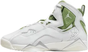 Jordan True Flight Big Kids' Shoes (HF4780-100, White/Sail/Lightning/Chlorophyll) Size 4.5