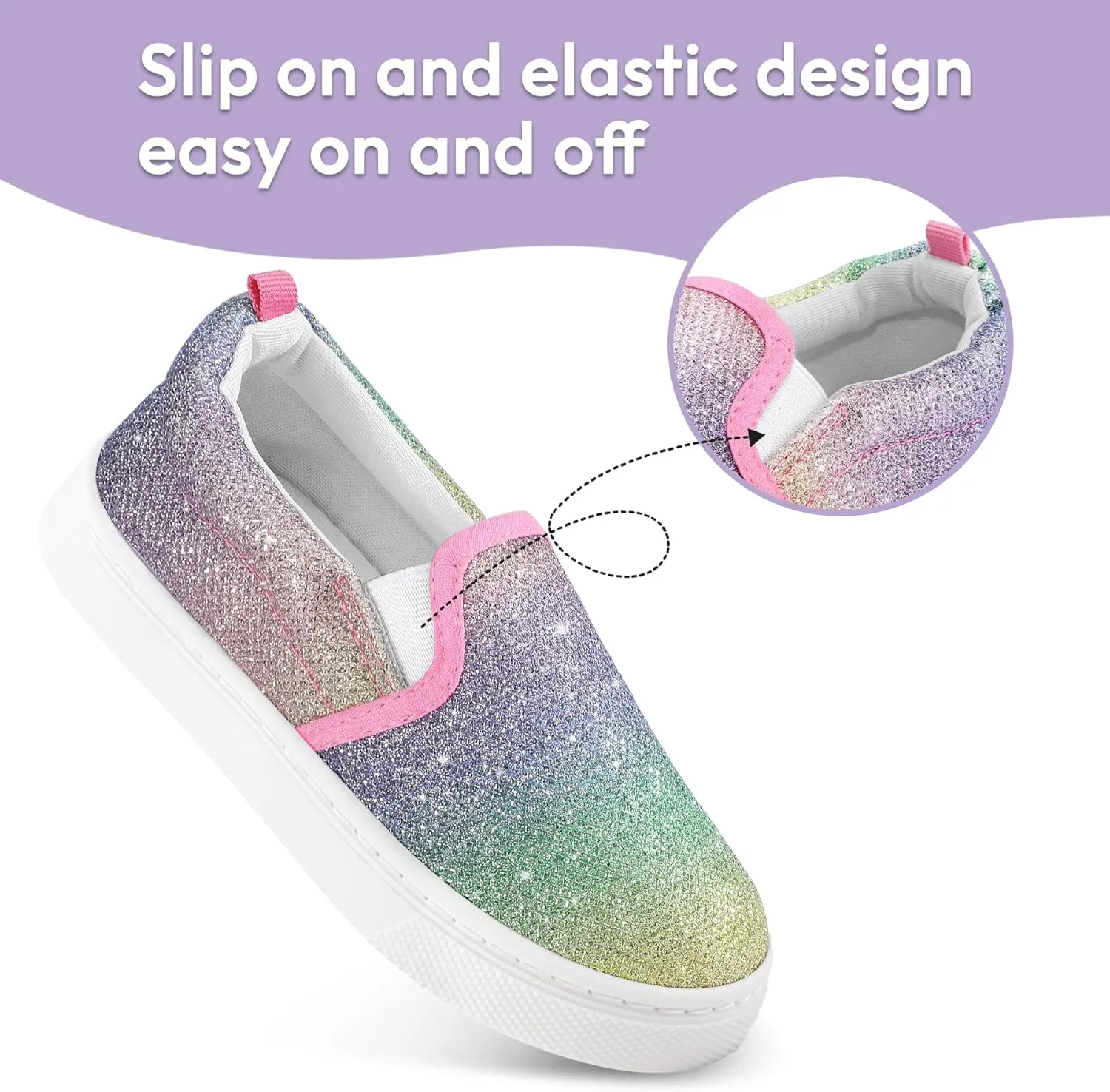 K KomForme Toddler Girls Boys Shoes Little Kids Slip on Canvas Sneakers for Running/Walking