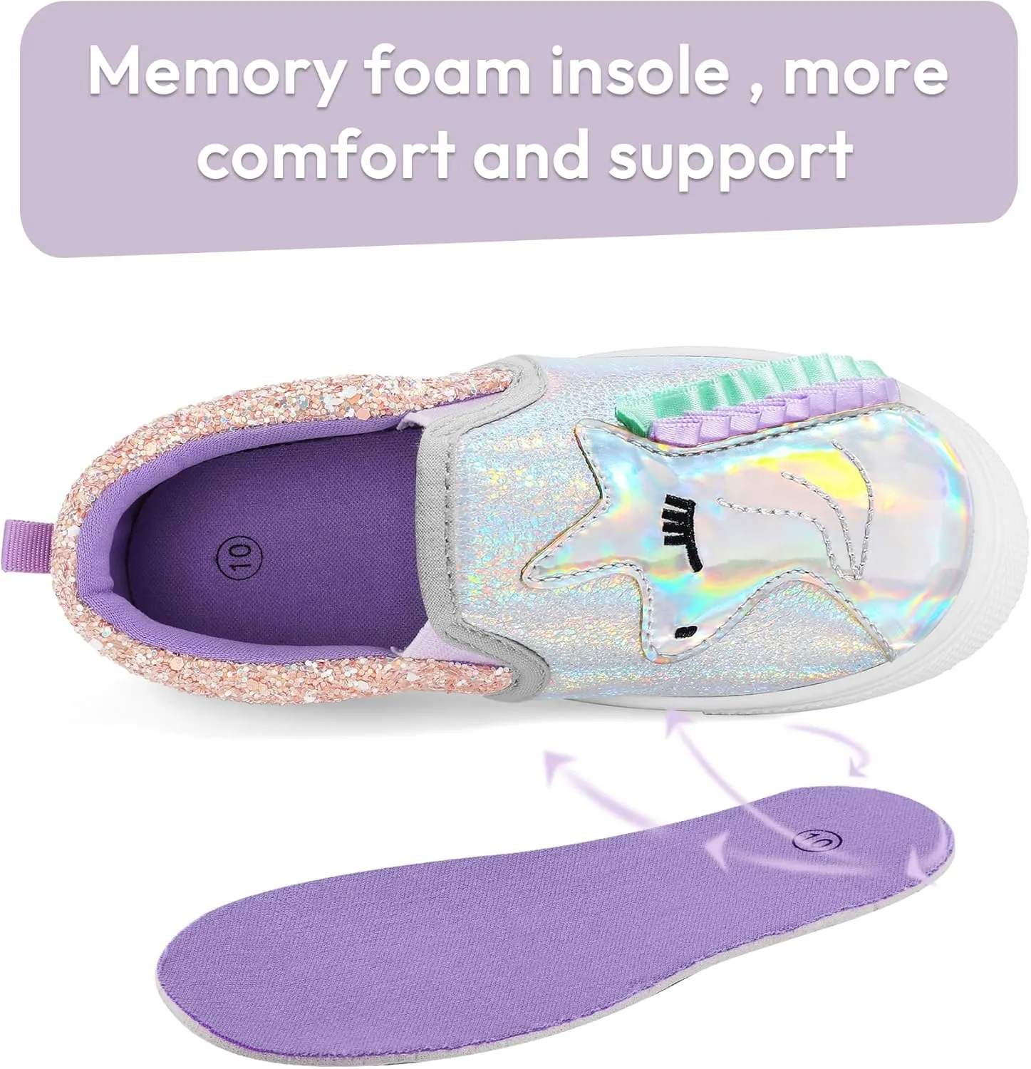K KomForme Toddler Girls Boys Shoes Little Kids Slip on Canvas Sneakers for Running/Walking