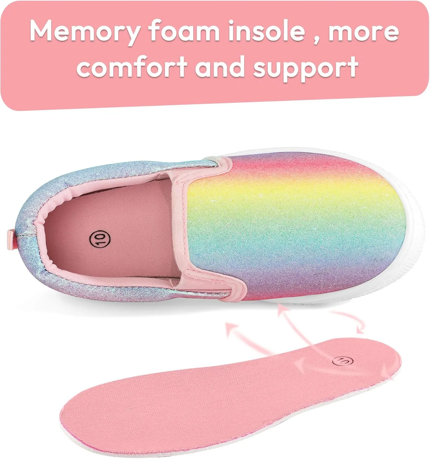 K KomForme Toddler Girls Boys Shoes Little Kids Slip on Canvas Sneakers for Running/Walking