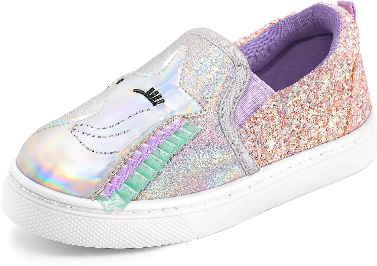 K KomForme Toddler Girls Boys Shoes Little Kids Slip on Canvas Sneakers for Running/Walking
