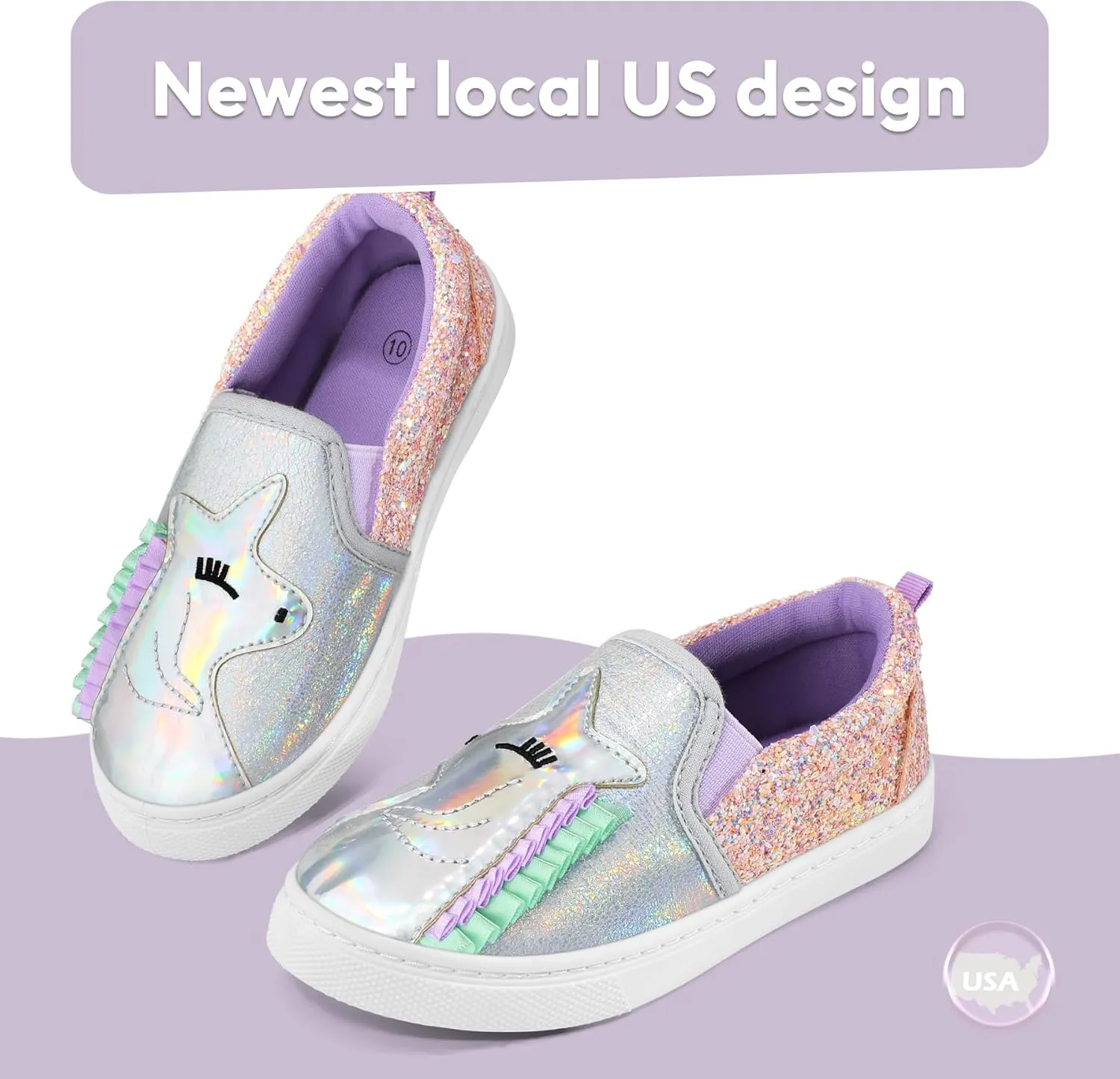 K KomForme Toddler Girls Boys Shoes Little Kids Slip on Canvas Sneakers for Running/Walking