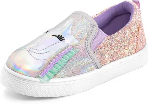 K KomForme Toddler Girls Boys Shoes Little Kids Slip on Canvas Sneakers for Running/Walking