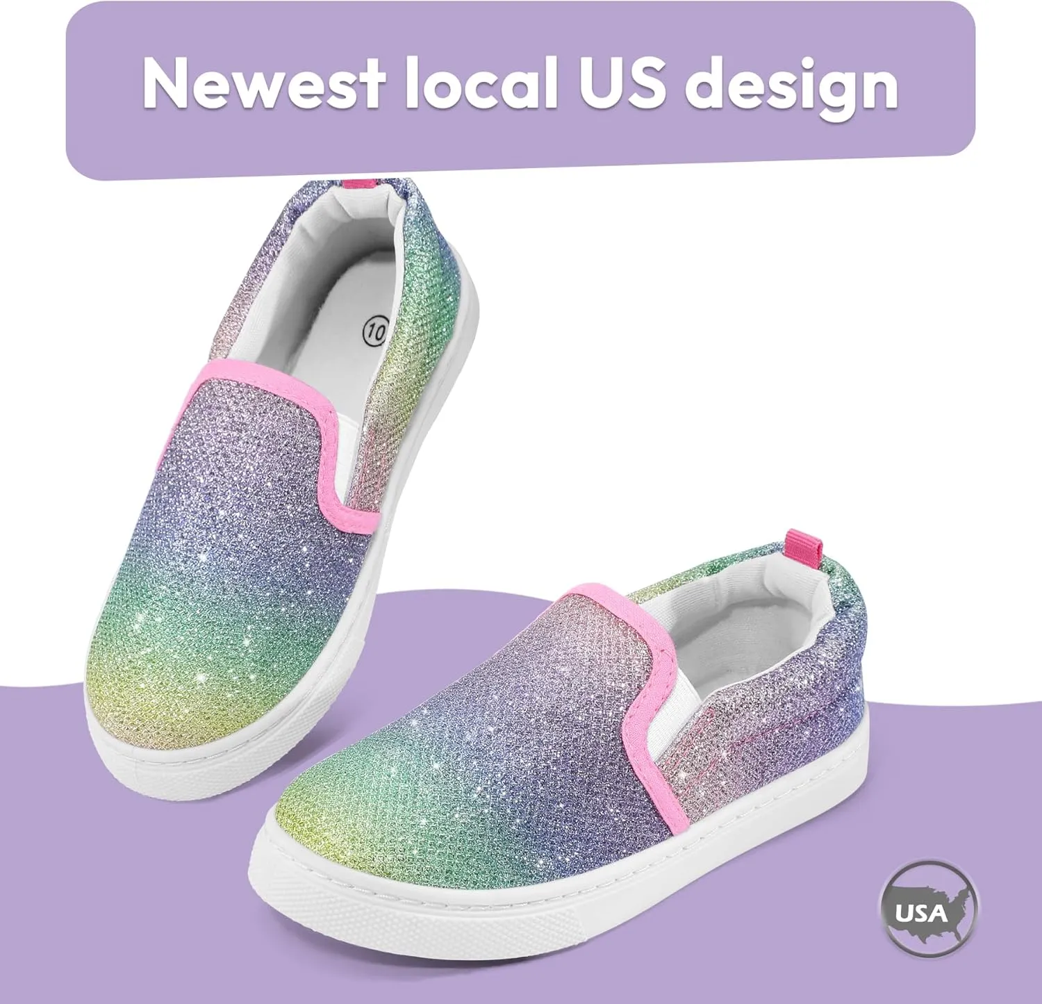 K KomForme Toddler Girls Boys Shoes Little Kids Slip on Canvas Sneakers for Running/Walking