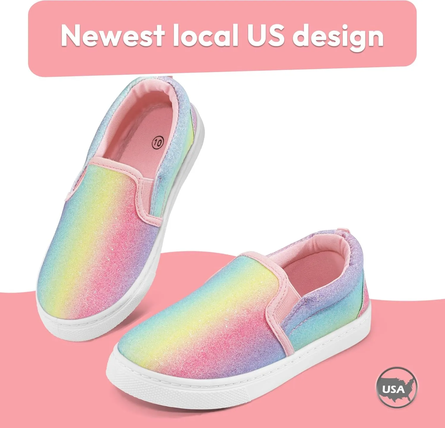 K KomForme Toddler Girls Boys Shoes Little Kids Slip on Canvas Sneakers for Running/Walking