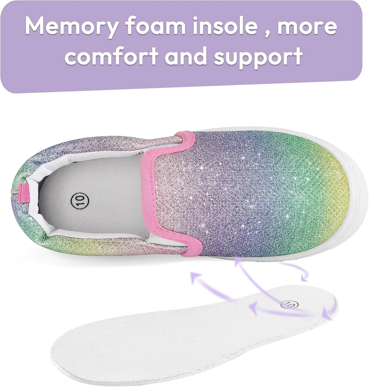 K KomForme Toddler Girls Boys Shoes Little Kids Slip on Canvas Sneakers for Running/Walking