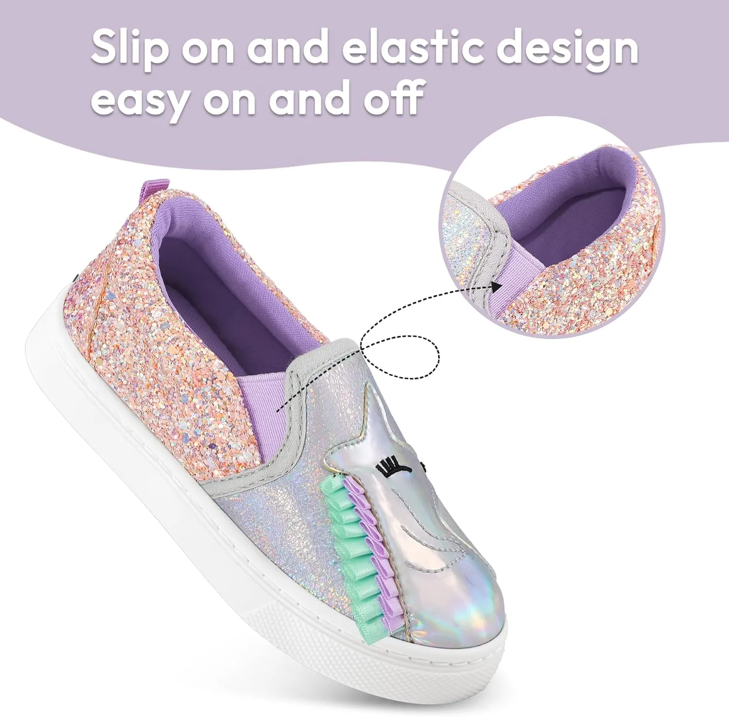 K KomForme Toddler Girls Boys Shoes Little Kids Slip on Canvas Sneakers for Running/Walking