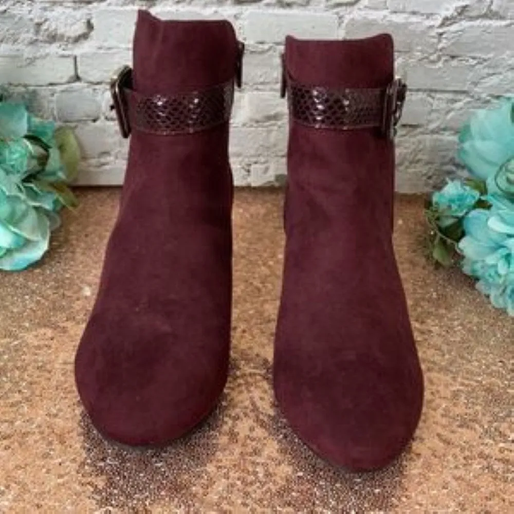 Karen Scott Maroon Ivyy Mixed-Media Booties 10M