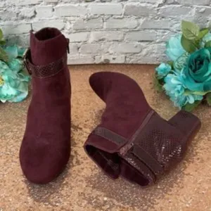 Karen Scott Maroon Ivyy Mixed-Media Booties 10M
