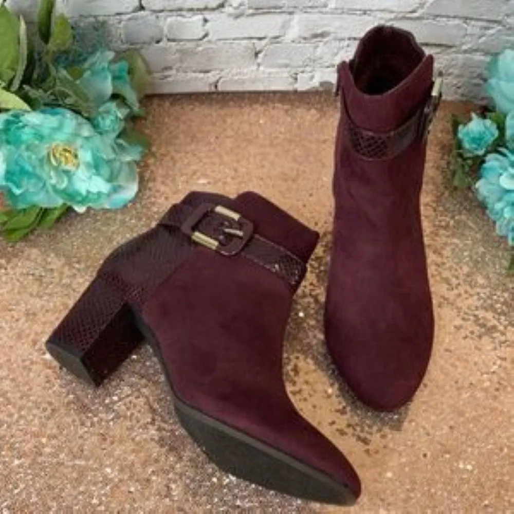 Karen Scott Maroon Ivyy Mixed-Media Booties 10M