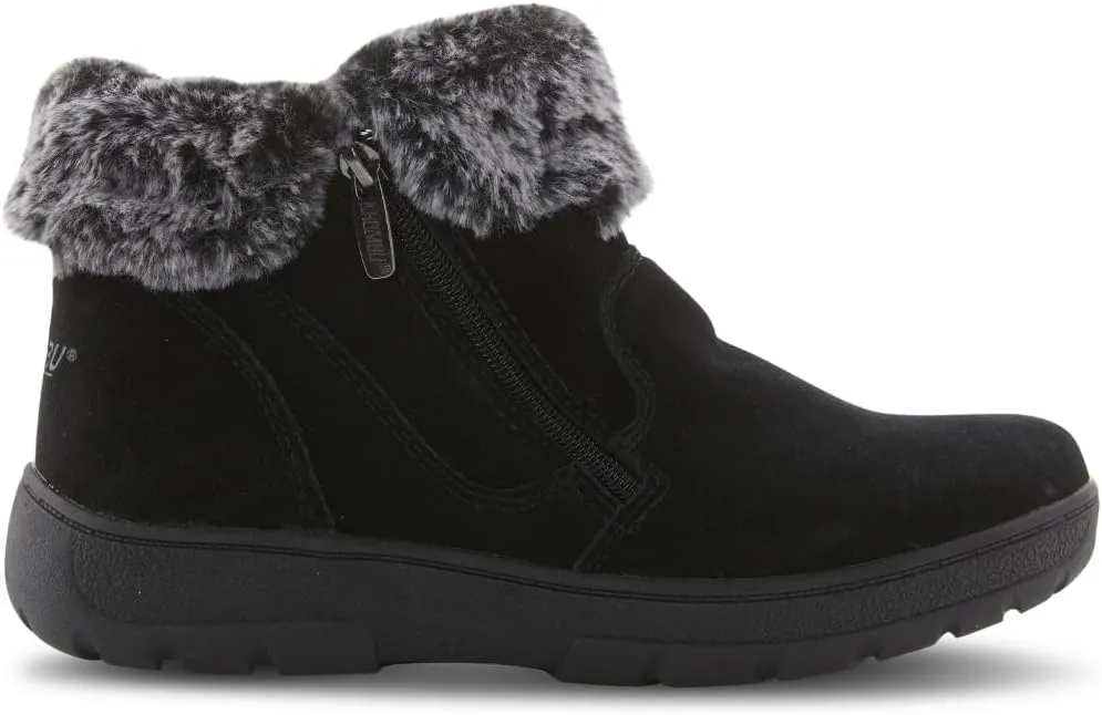 Khombu Women's Jessica Ankle Boots Faux Fur Shearling Lining for Cold Winter Weather