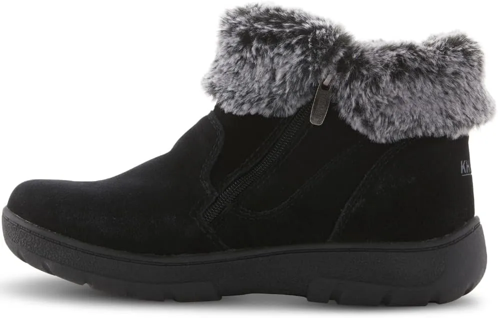 Khombu Women's Jessica Ankle Boots Faux Fur Shearling Lining for Cold Winter Weather