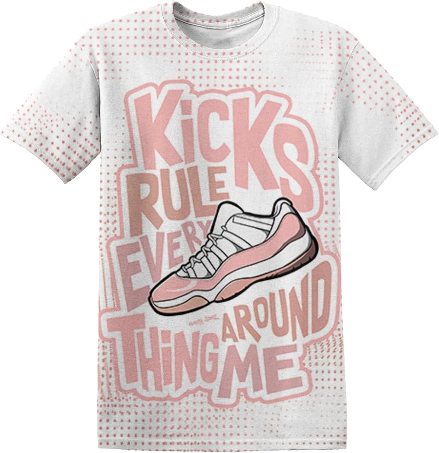 Kicks Rule 3D Unisex All Over Printed T-Shirt Matching Retro 11s Low Legend Pink for Men Women Unisex Streetwear Clothing Sneaker 3D Graphic Tee Design Printed